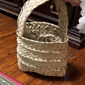 Woven Straw Basket with Handle HAND MADE